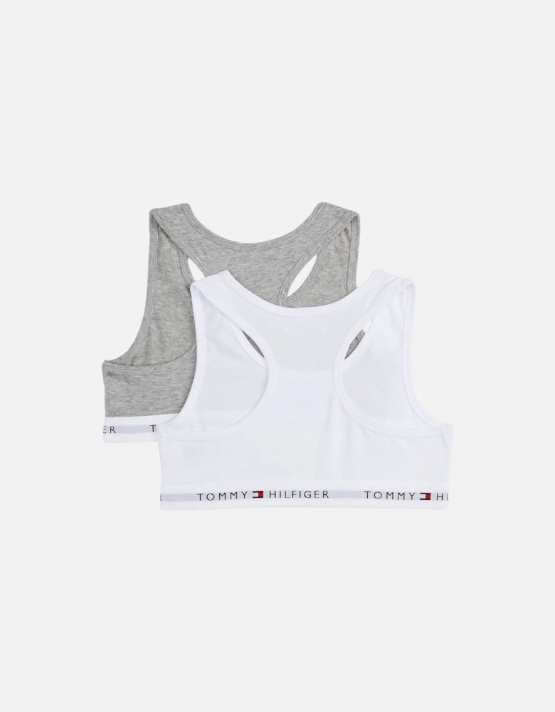 Girls 2-Pack Heritage Logo Bralette Set, Grey/White