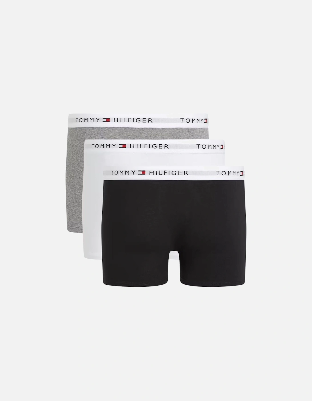 3-Pack Heritage Logo Boys Boxer Trunks, Black/White/Grey