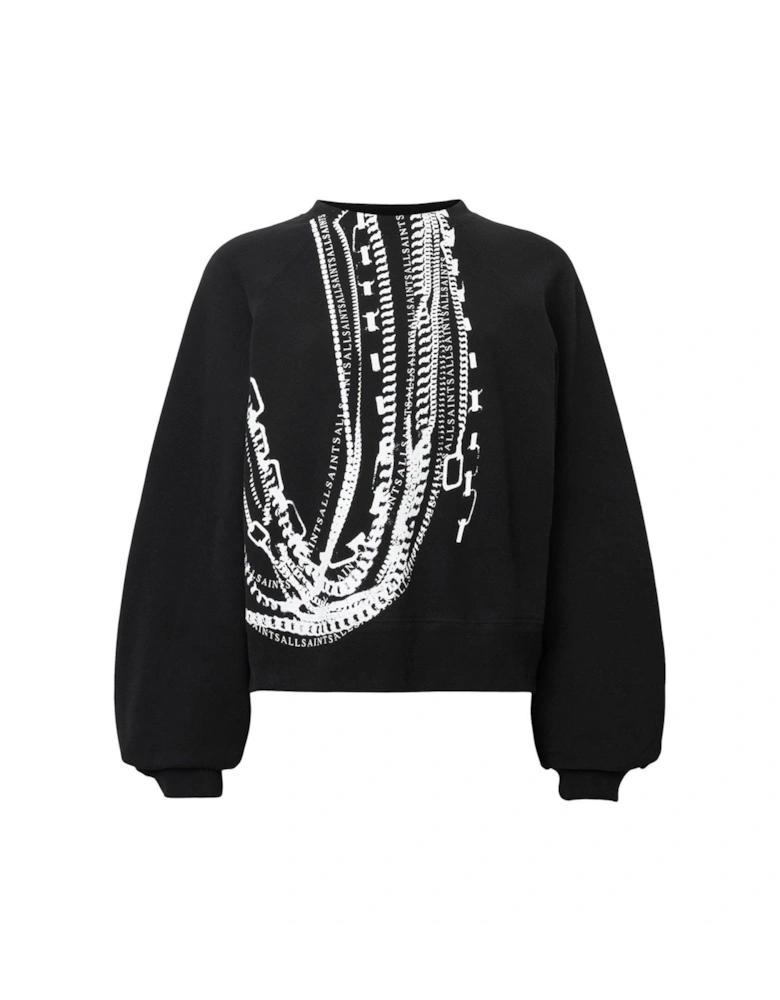 Metallo Dana Printed Zip Sweatshirt - Black