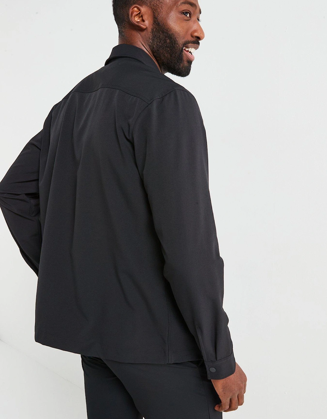 4-Way Stretch Nylon Overshirt - Black