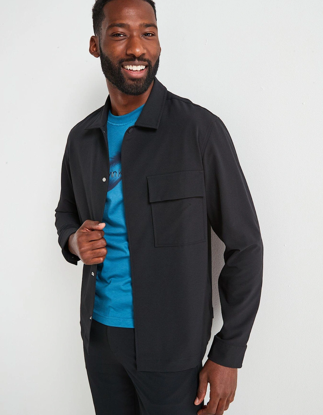 4-Way Stretch Nylon Overshirt - Black