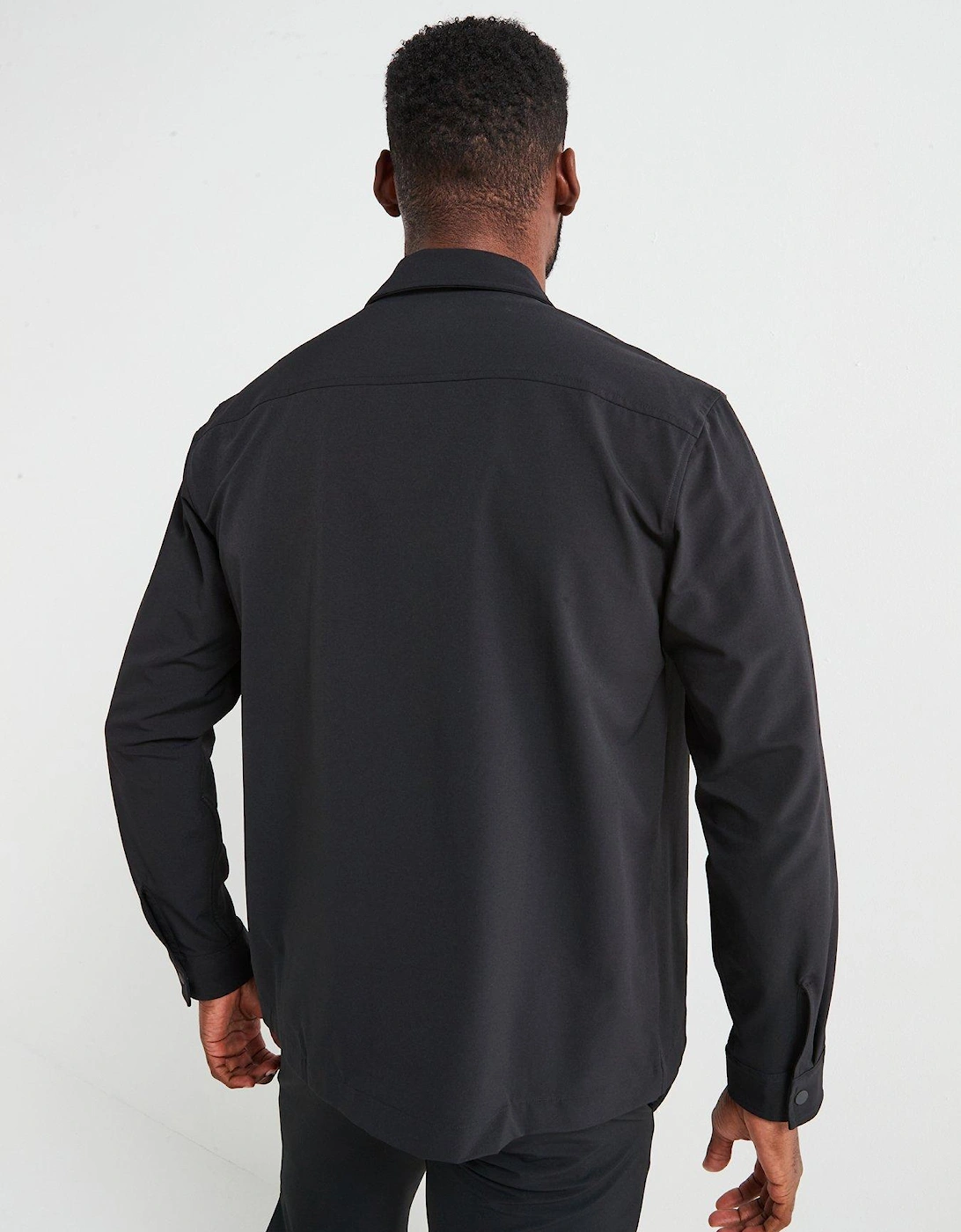 4-Way Stretch Nylon Overshirt - Black