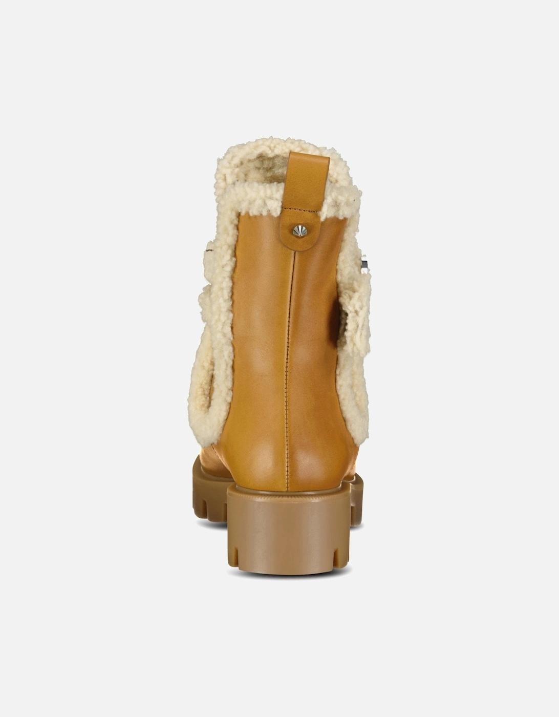 Chelsea Shearling-Trimmed Leather Ankle Boots Terra/Lin Beige