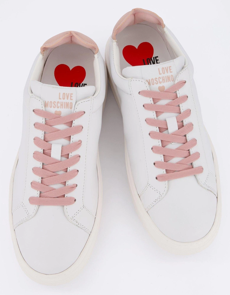 Chunky Glitter Heart Trainers - White