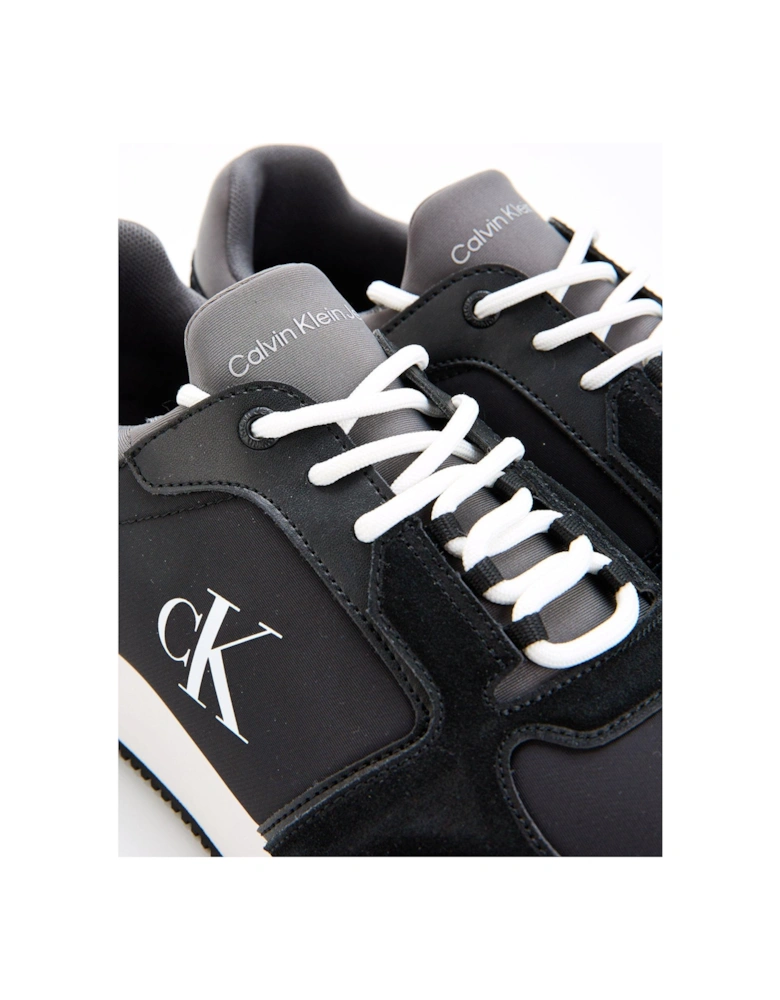 Retro Sock Nylon and Suede Runners - Black/White