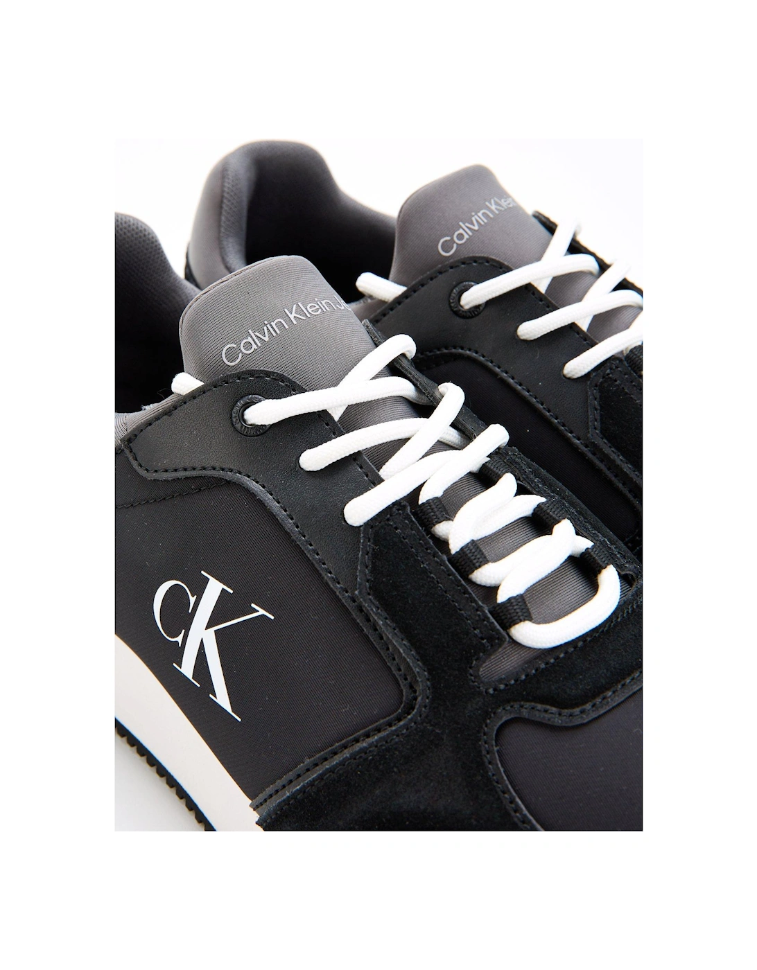 Retro Sock Nylon and Suede Runners - Black/White