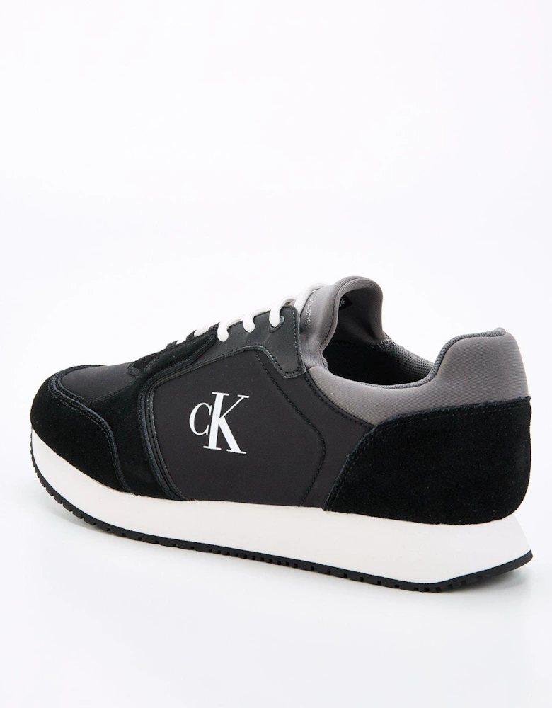 Retro Sock Nylon and Suede Runners - Black/White