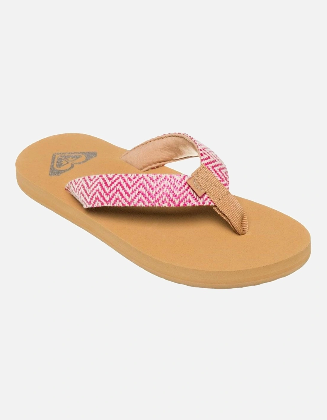 Boy's Roxy Kids Porto Raffia Flip Flops - Pink/Red - Size: 2 uk
