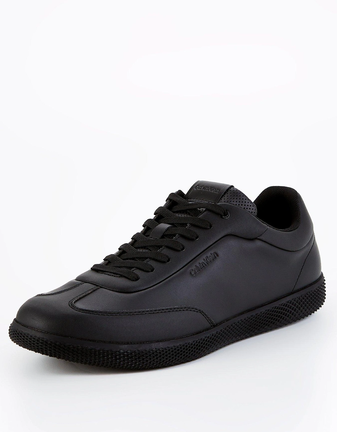 Leather Lace Up Sneakers - Black