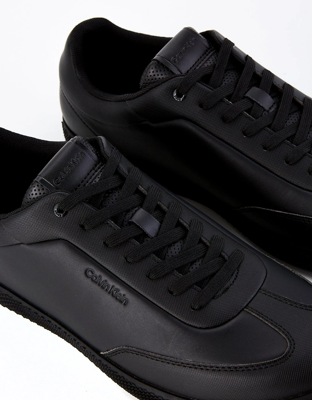 Leather Lace Up Sneakers - Black