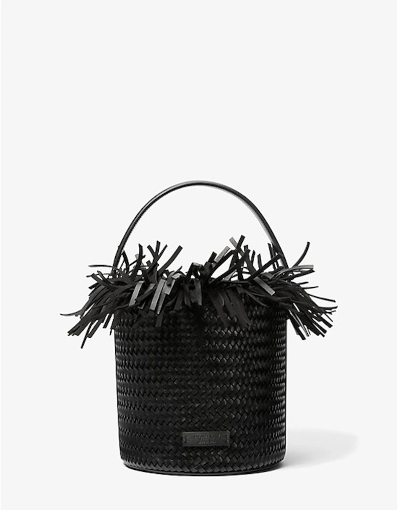 Salerno Fringed Woven Calf Leather Bucket Bag