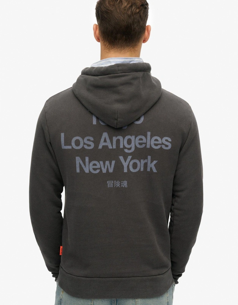 Core Logo City Backhit Hoodie-Dark Grey