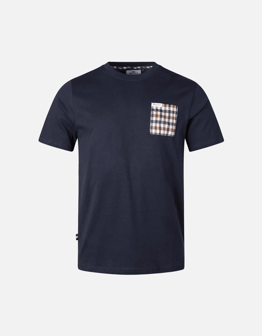 Cotton Check Pocket Navy T-Shirt, 3 of 2