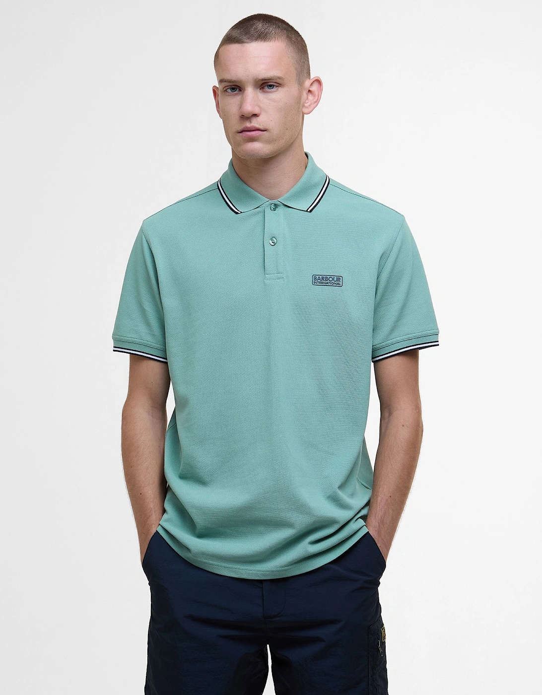 Evan Tipped Polo Shirt GN11  Granite Green