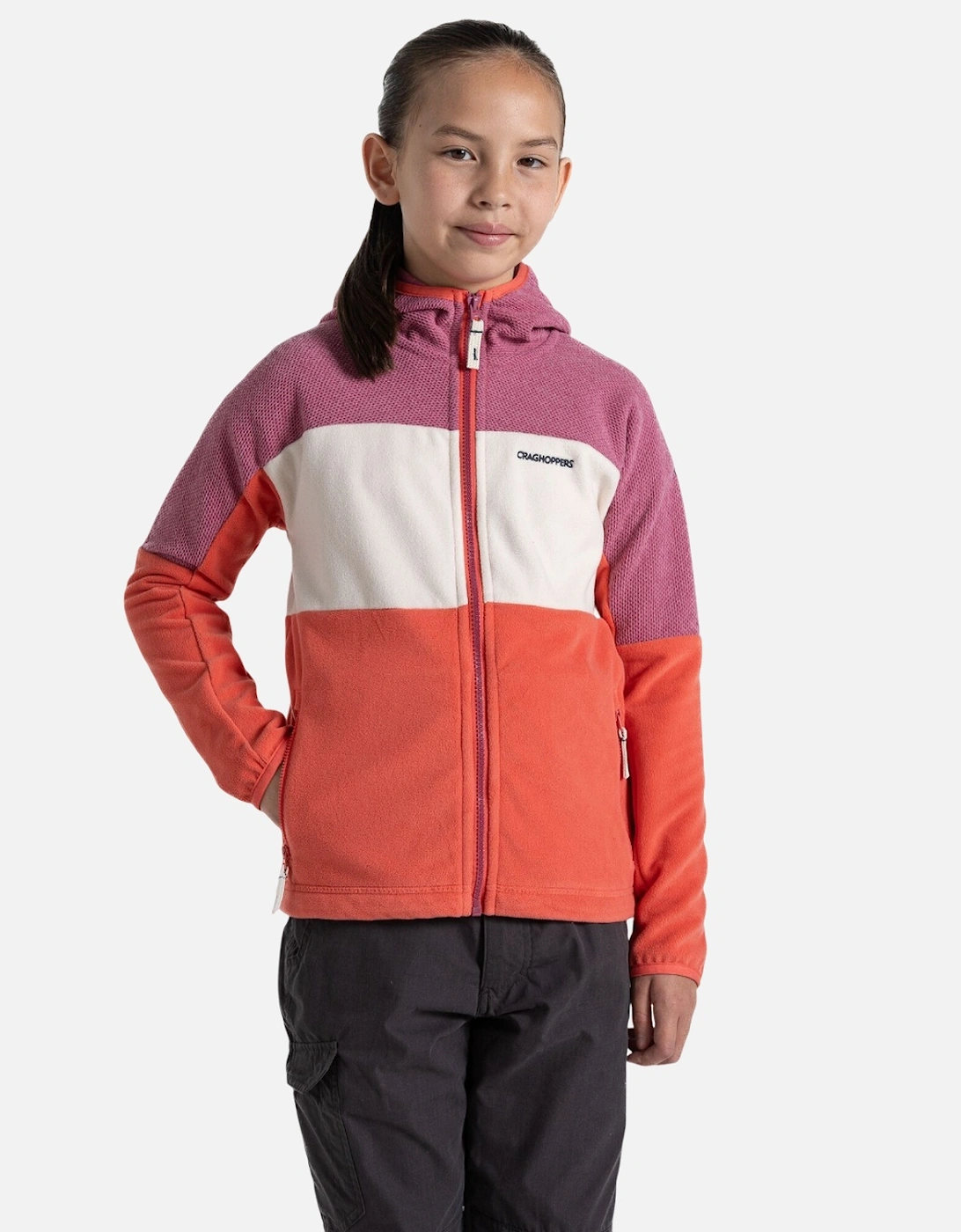 Craghoppers Childrens/Kids Bindloe Hooded Fleece Jacket - Hibiscus Deep Coral - Size: 9 years/10 years
