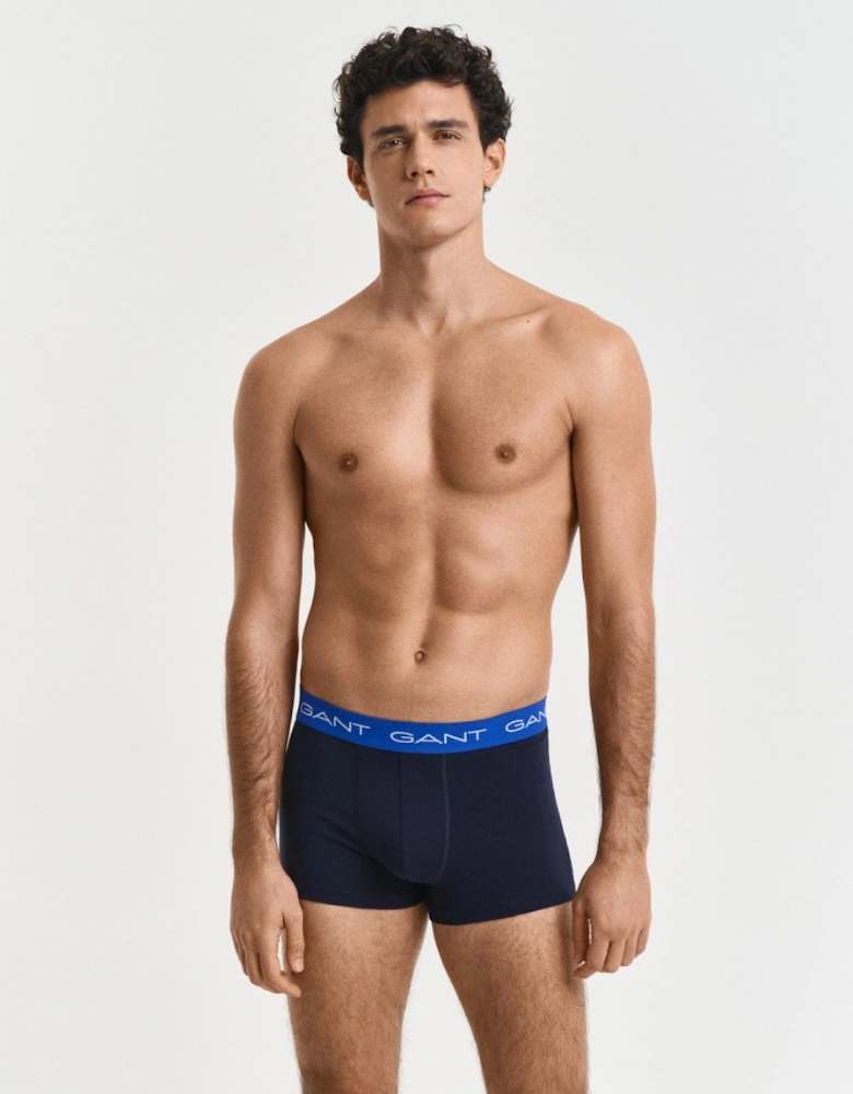 Mens Stretch Cotton Jersey Trunks with Coloured Waistbands 3-Pack