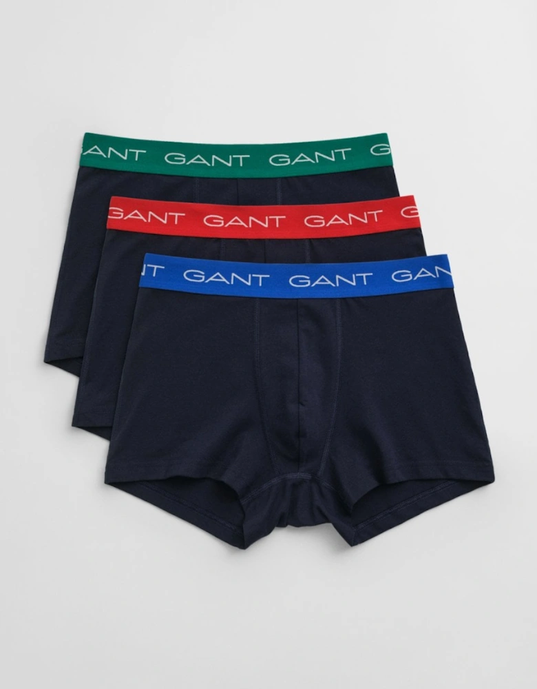 Mens Stretch Cotton Jersey Trunks with Coloured Waistbands 3-Pack