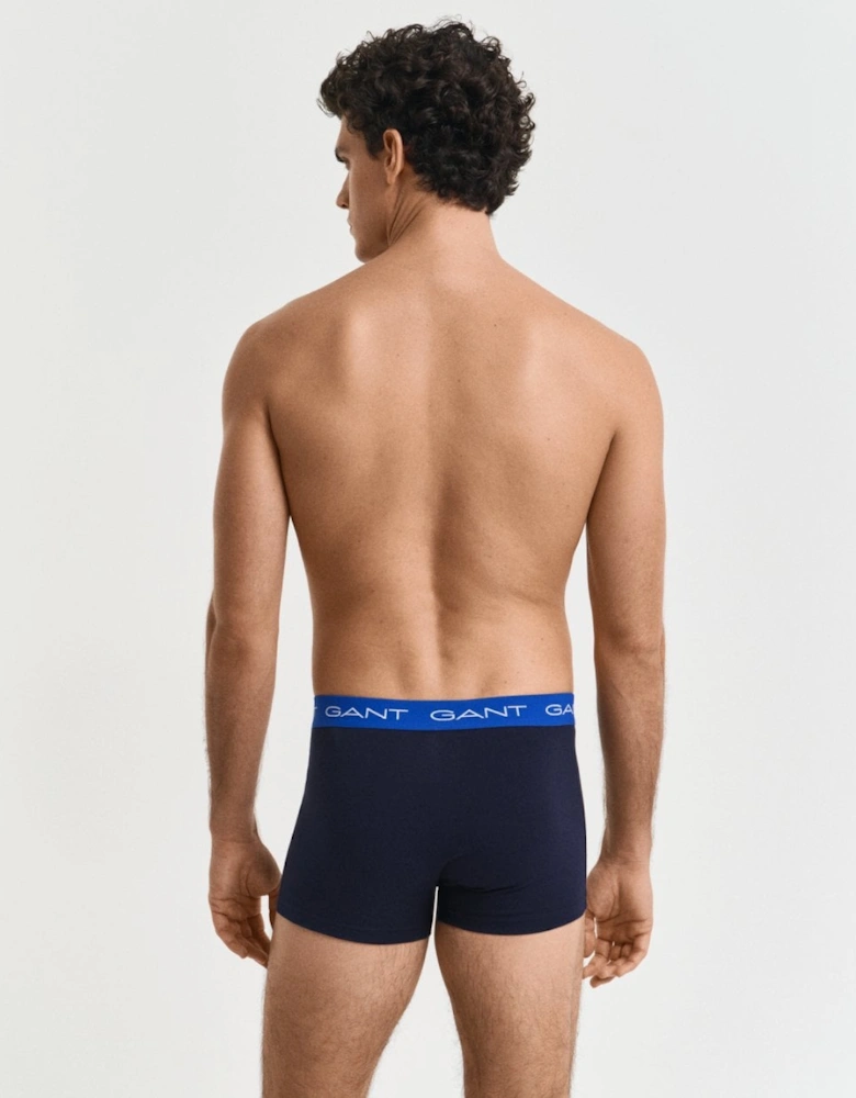 Mens Stretch Cotton Jersey Trunks with Coloured Waistbands 3-Pack