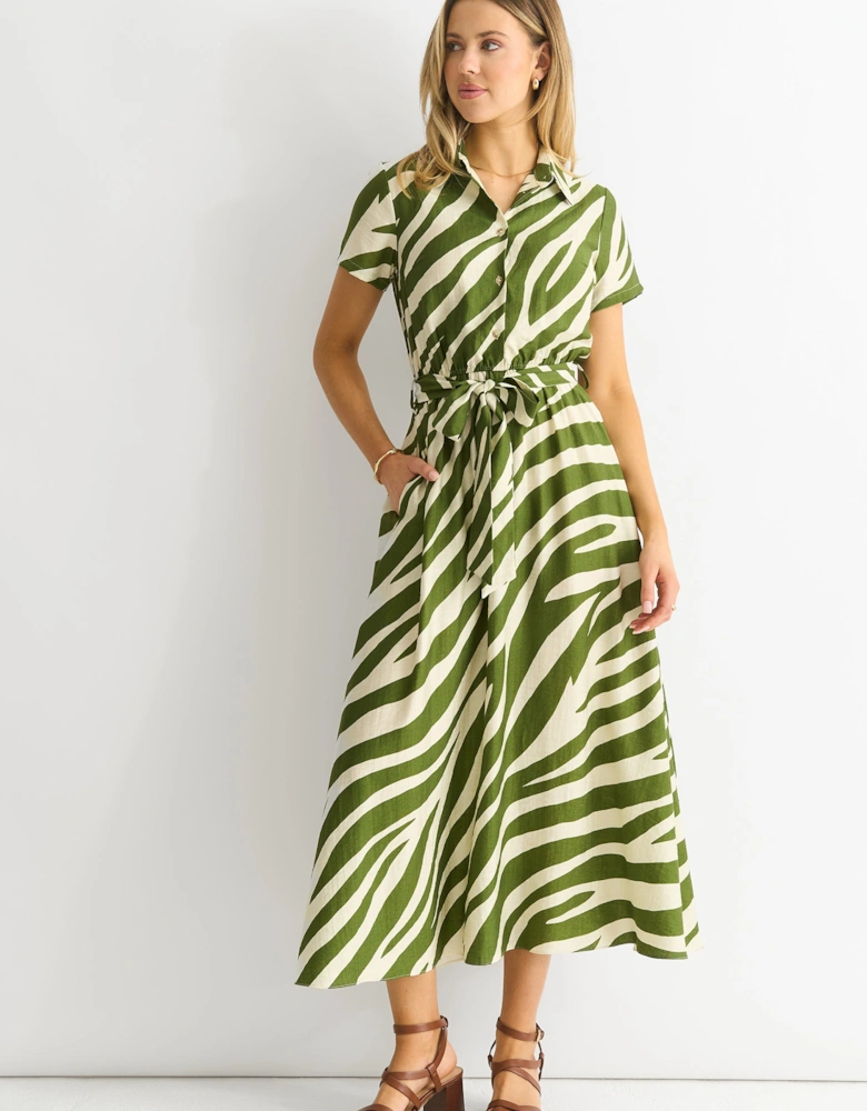 Zebra Print Viscose Shirt Dress