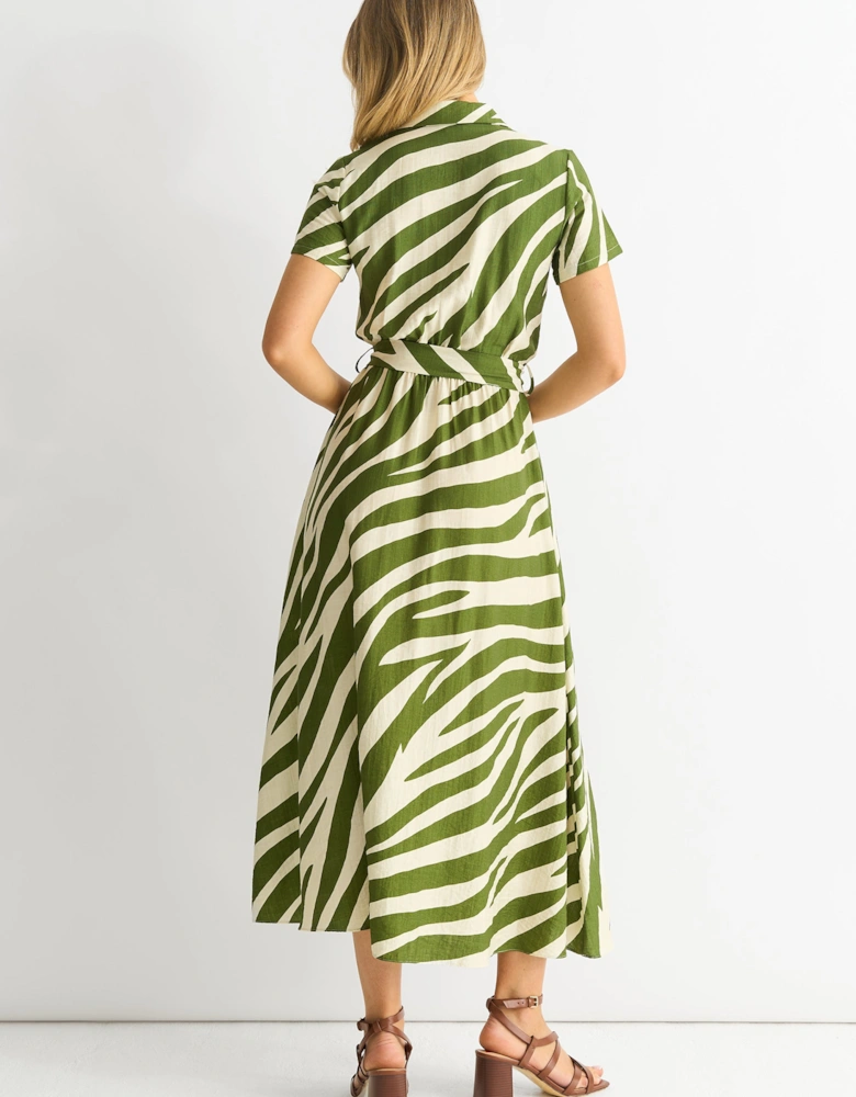 Zebra Print Viscose Shirt Dress