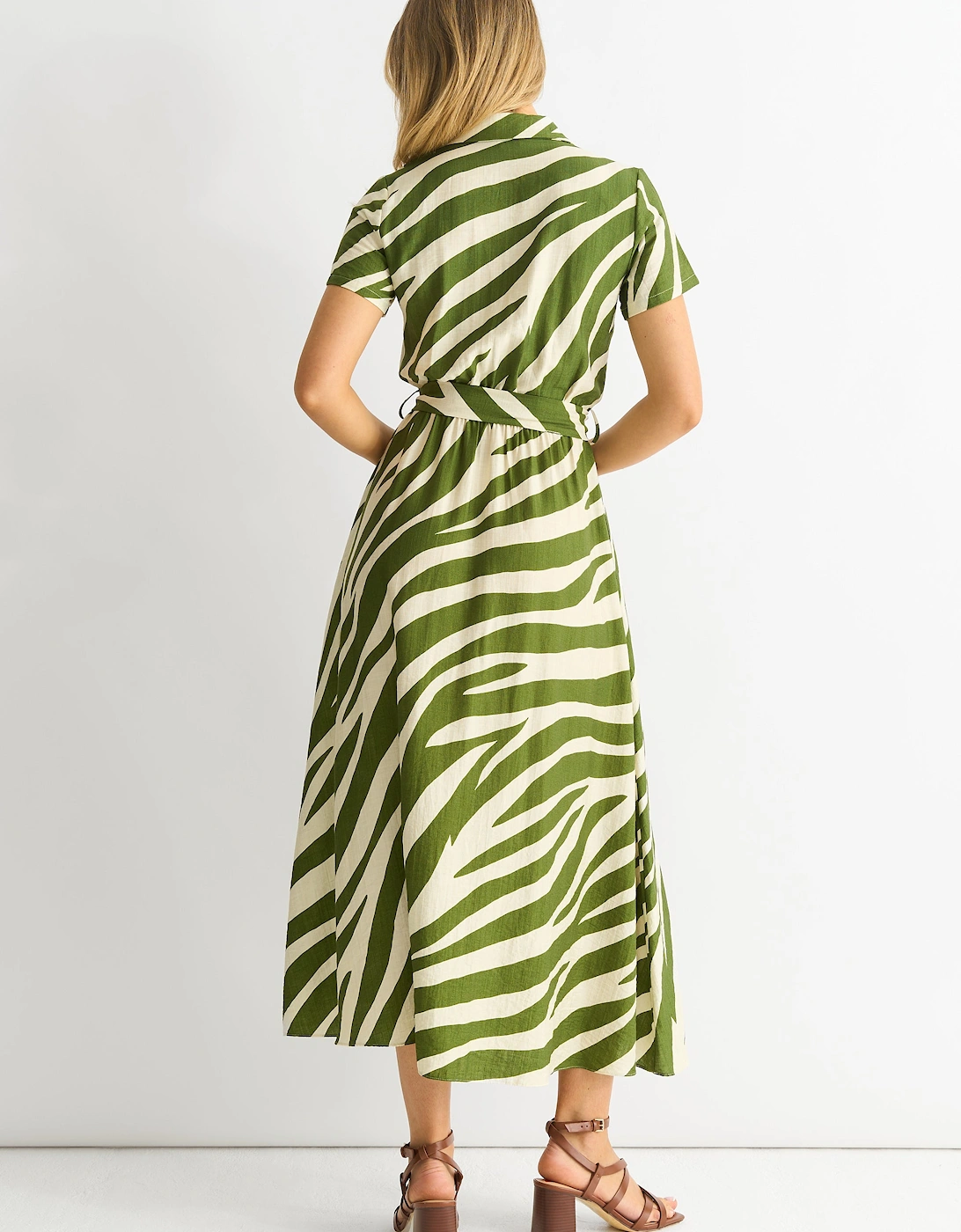 Zebra Print Viscose Shirt Dress