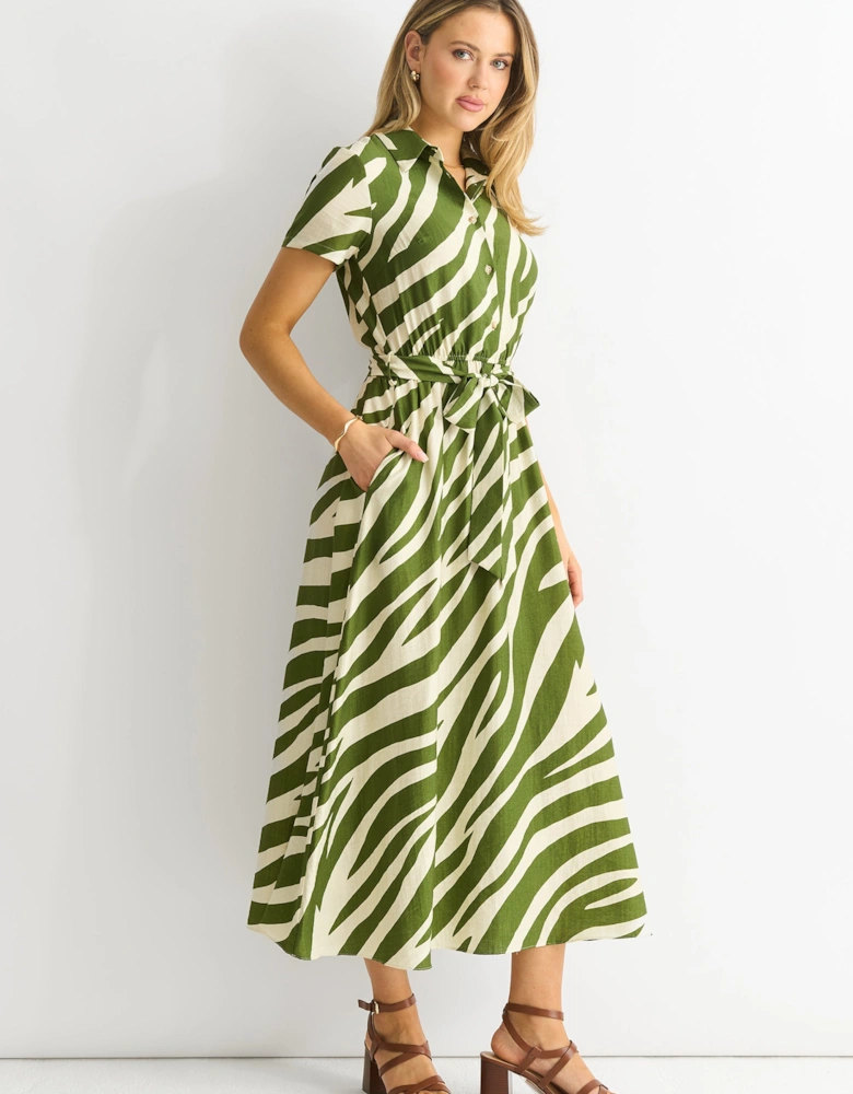 Zebra Print Viscose Shirt Dress