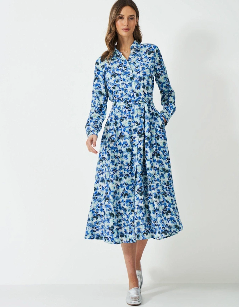 Sienna Midi Floral Shirt Dress - Blue