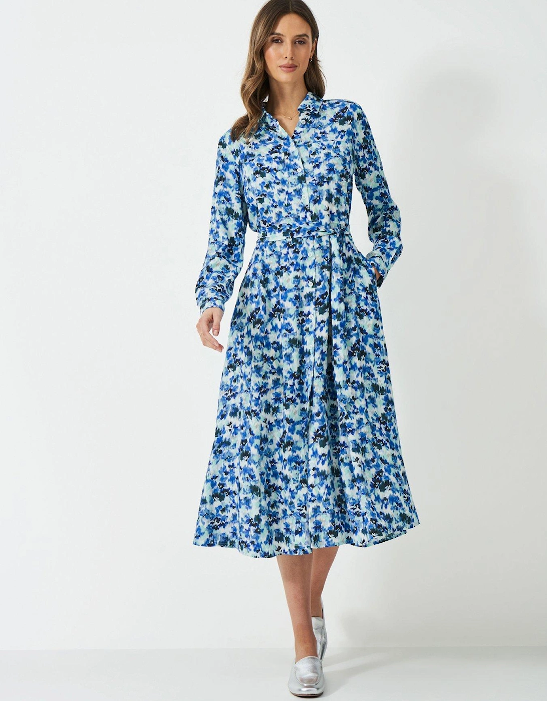 Sienna Midi Floral Shirt Dress - Blue, 2 of 1