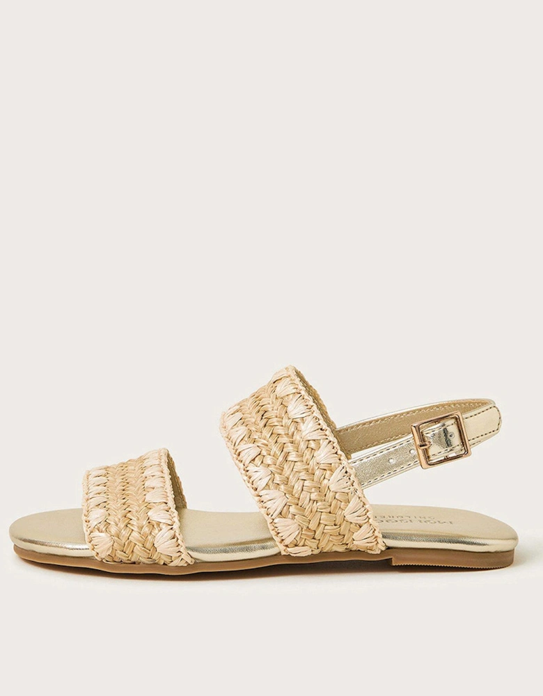 Girls Woven Whipstitch Strappy Sandals - Gold