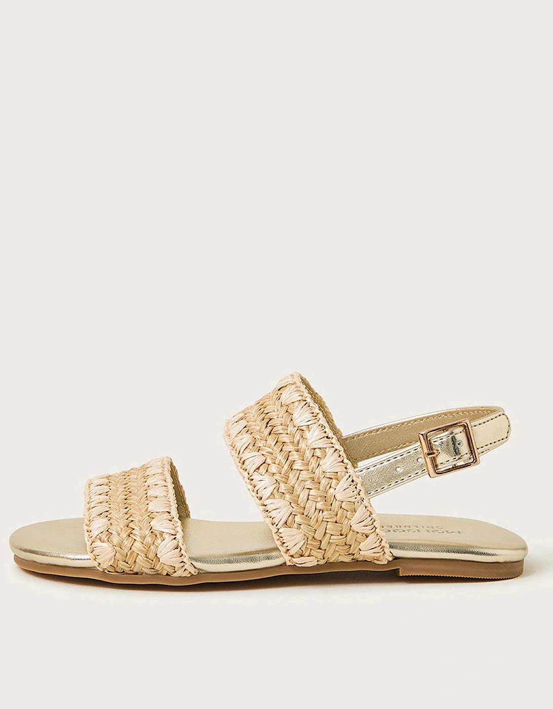 Girls Woven Whipstitch Strappy Sandals - Gold, 2 of 1