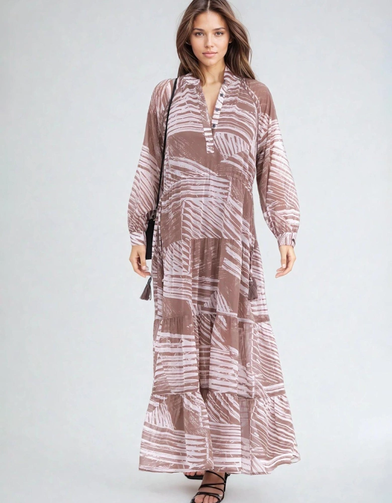 Callisto Tiered Maxi Dress - Beige