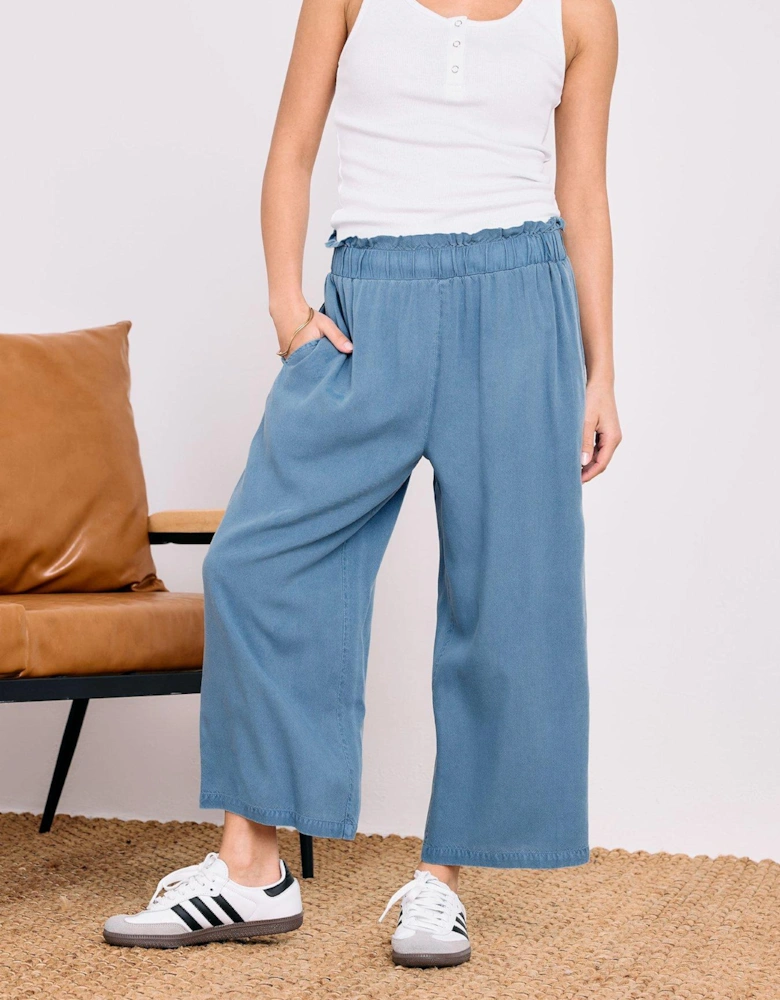 Petite Acid Wash Crop Trouser