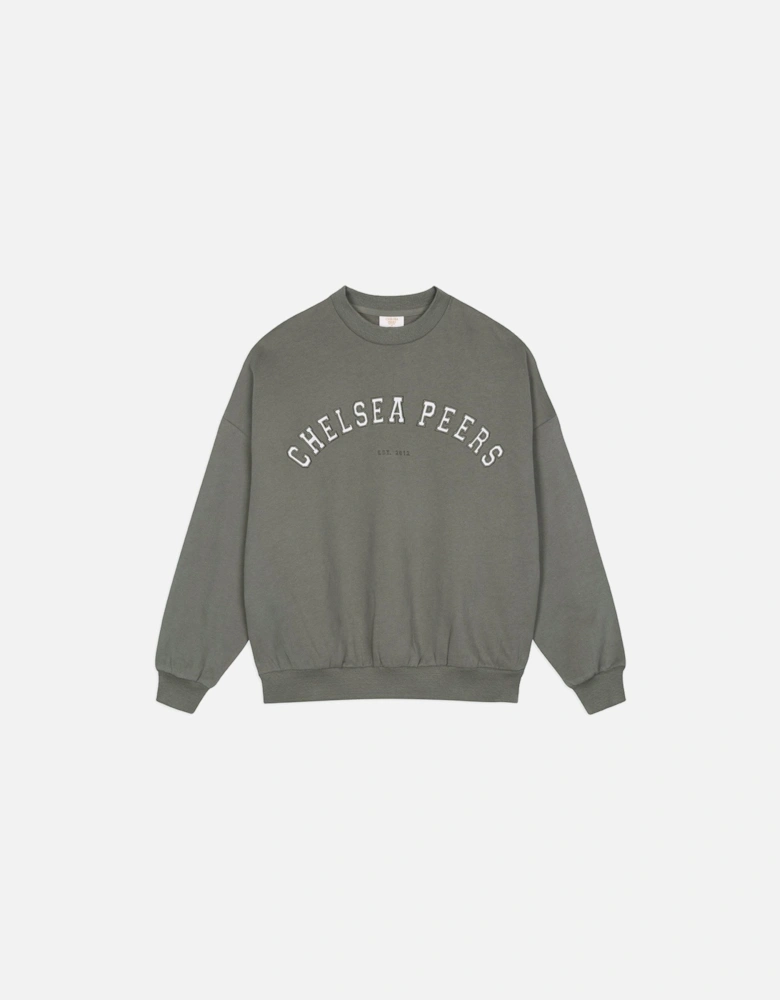 Branded Crew Neck Sweatshirt - Khaki