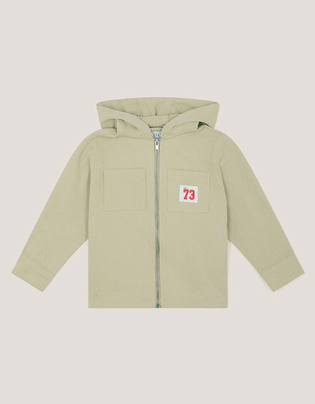 Boys Hooded Twill Shacket - Stone, 2 of 1