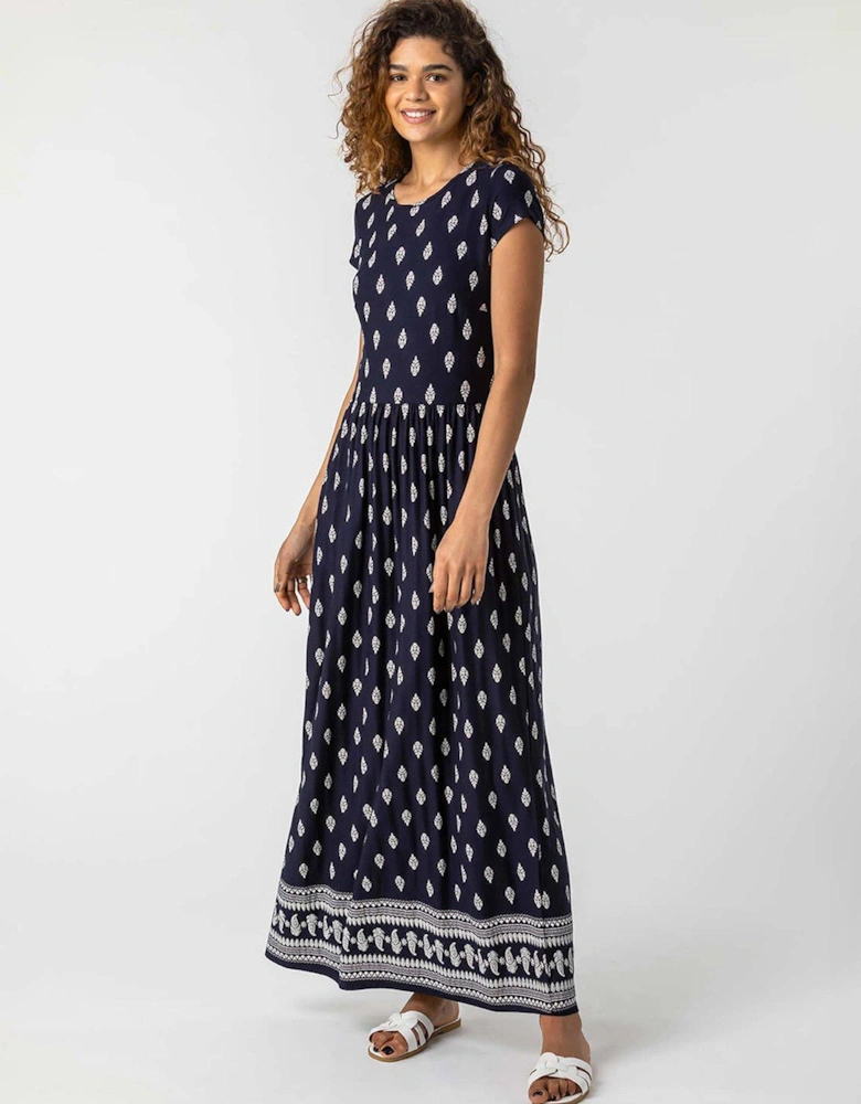 Paisley Border Print Maxi Dress