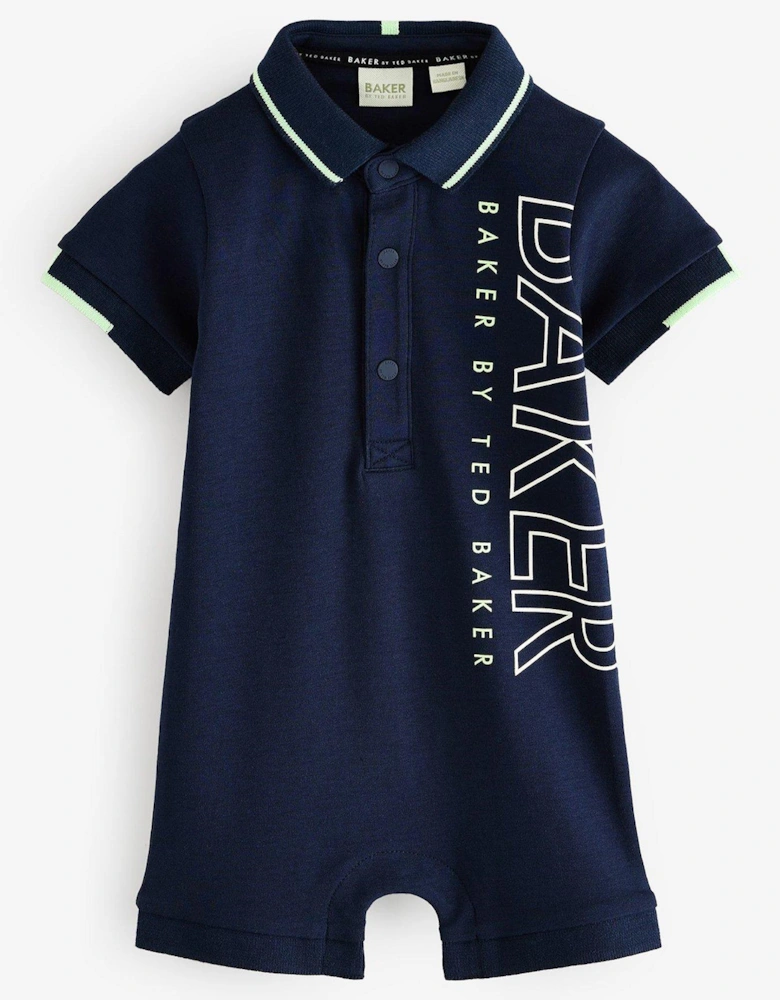 Baby Graphic Romper - Navy