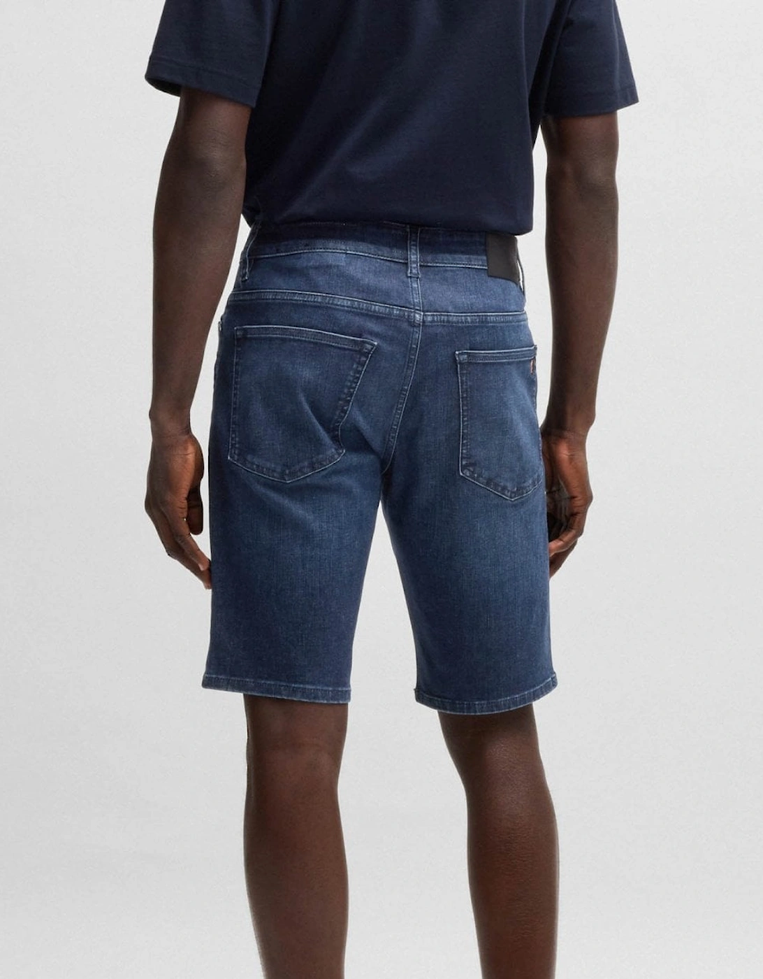 BOSS Orange Delaware Mens Slim-Fit Shorts in Blue Soft-Motion Denim