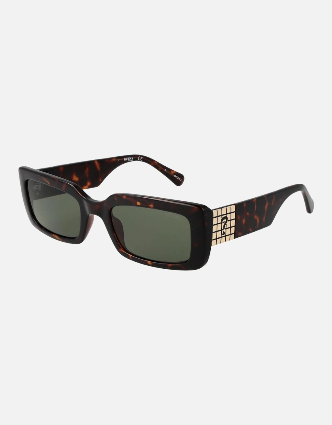 Rectangle Full-Rim Sunglasses with Green Lenses Women - Brown, 4 of 3