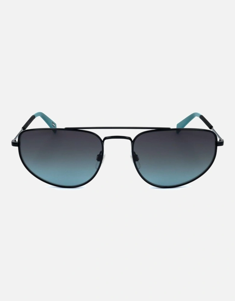 Stainless Steel Sunglasses with Blue Lenses Unisex - Gold