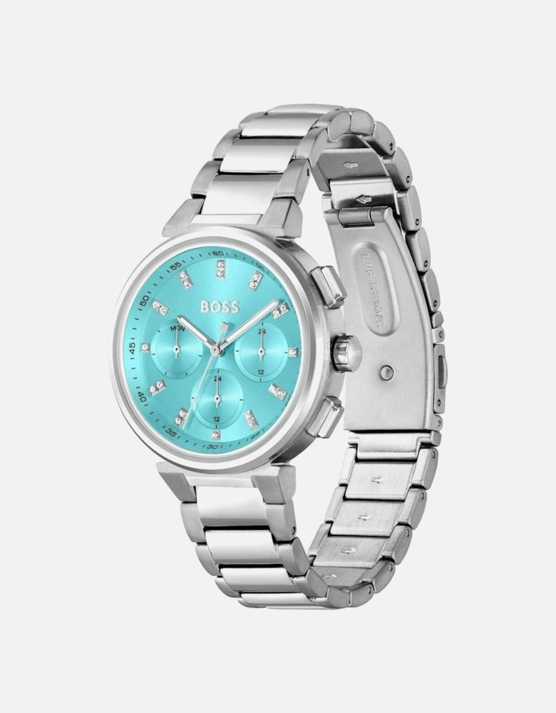 Stainless Steel Quartz Analog Watch Women - Silver Watches