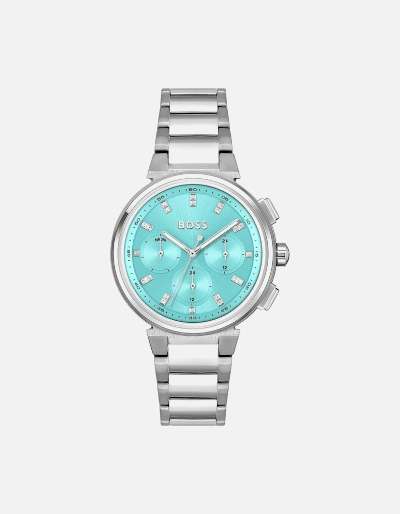 Stainless Steel Quartz Analog Watch Women - Silver Watches