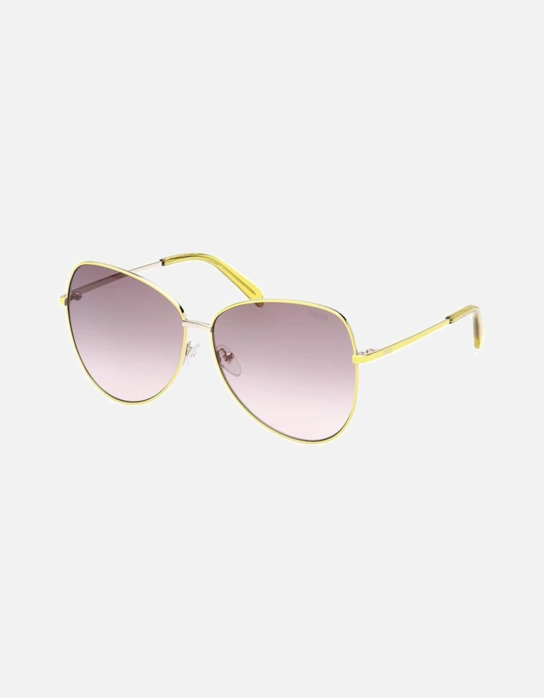 Metal Sunglasses with Brown Degraded Lenses Women - Yellow