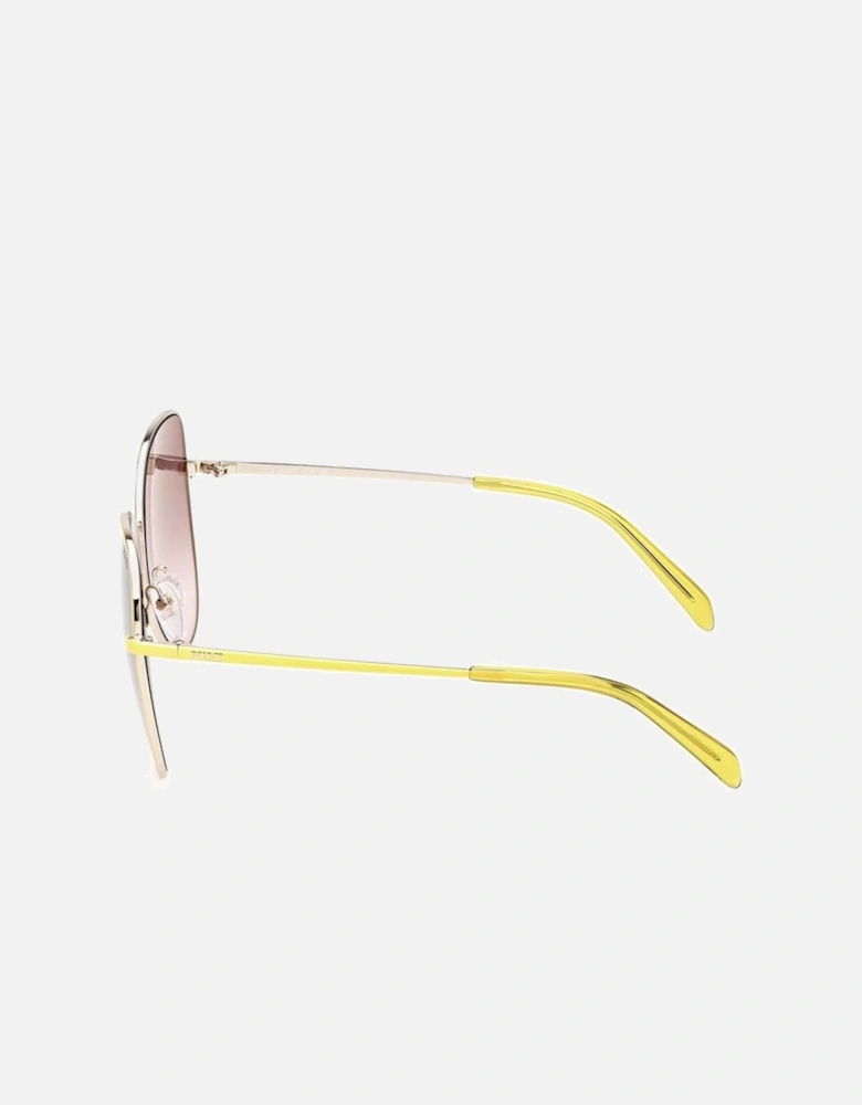Metal Sunglasses with Brown Degraded Lenses Women - Yellow
