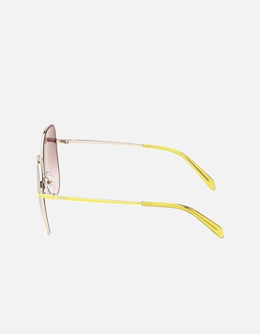 Metal Sunglasses with Brown Degraded Lenses Women - Yellow