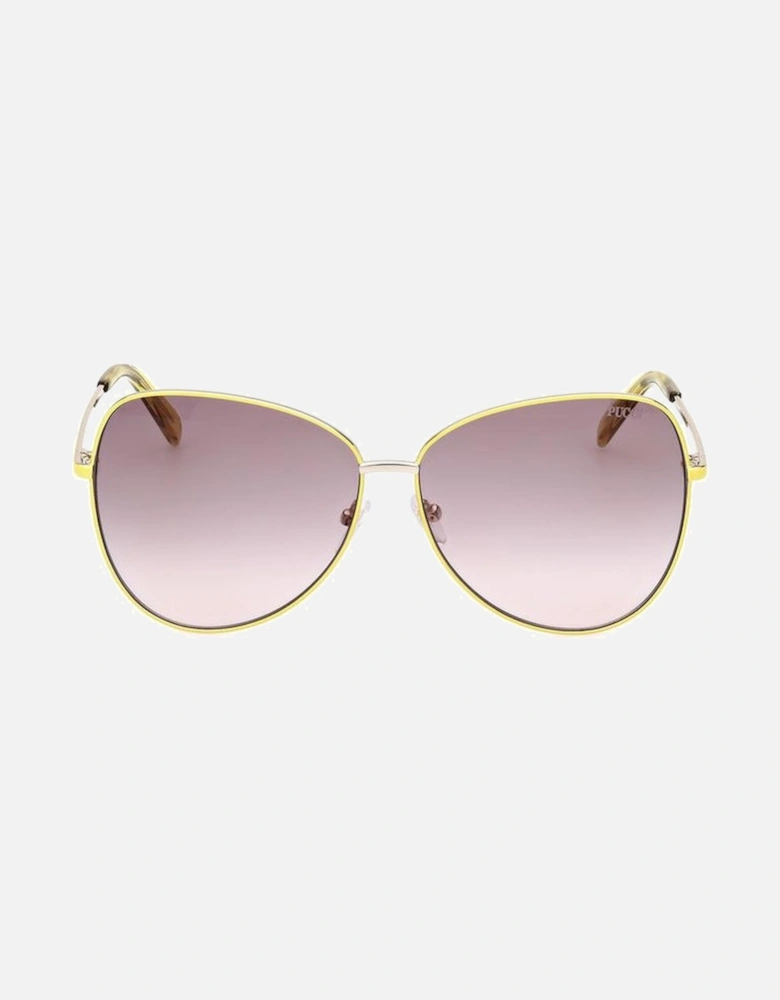 Metal Sunglasses with Brown Degraded Lenses Women - Yellow