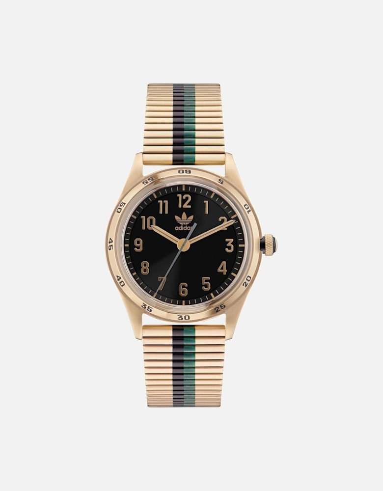 Quartz Stainless Steel Analog Watch with Black Dial Unisex - Gold