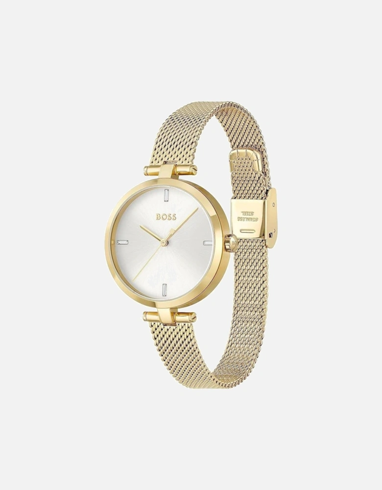 Stainless Steel Quartz Analog Watch Women - Gold Watches