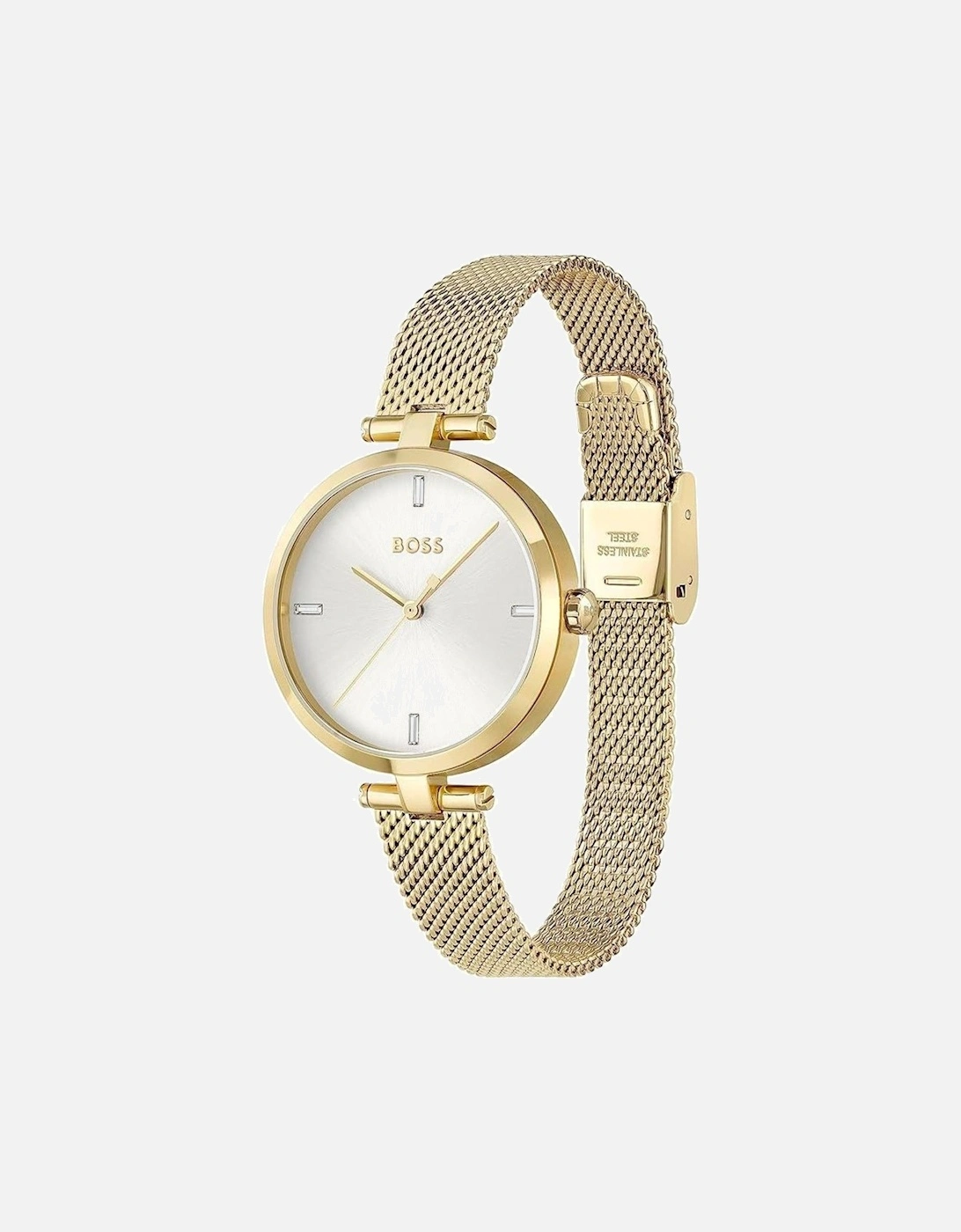 Stainless Steel Quartz Analog Watch Women - Gold Watches