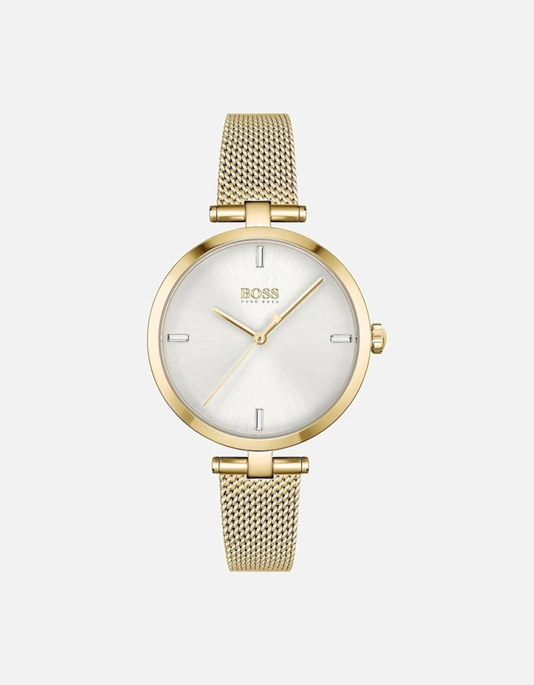 Stainless Steel Quartz Analog Watch Women - Gold Watches