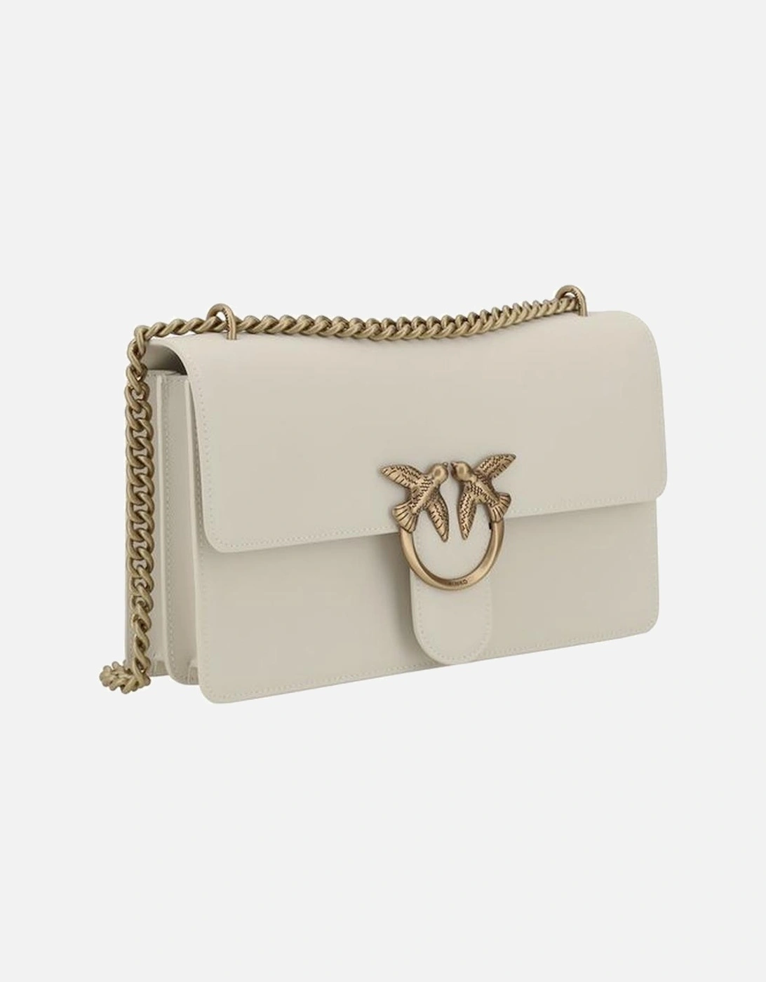 Love Leather Shoulder Bag with Chain Strap Women - White